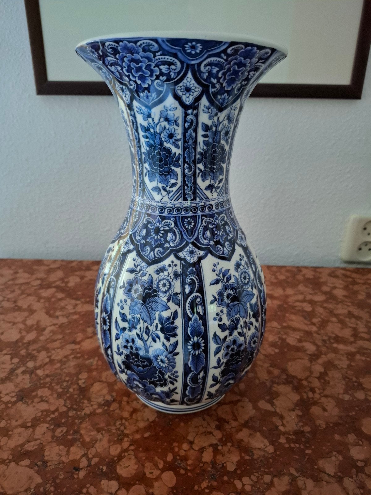 Prachtige blauw-witte vaas met bloemmotief, Made in Italy, Ophalen of Verzenden