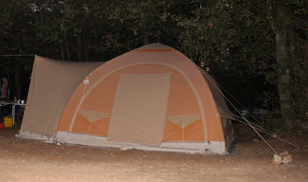 Karsten tent 350 x 350 opblaastent, Ophalen, Gebruikt, Tot en met 5