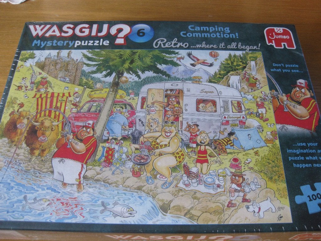Wasgij Mysterypuzzle Camping Commotion  nieuw in verpakking, Ophalen of Verzenden, 500 t/m 1500 stukjes, Nieuw, Legpuzzel
