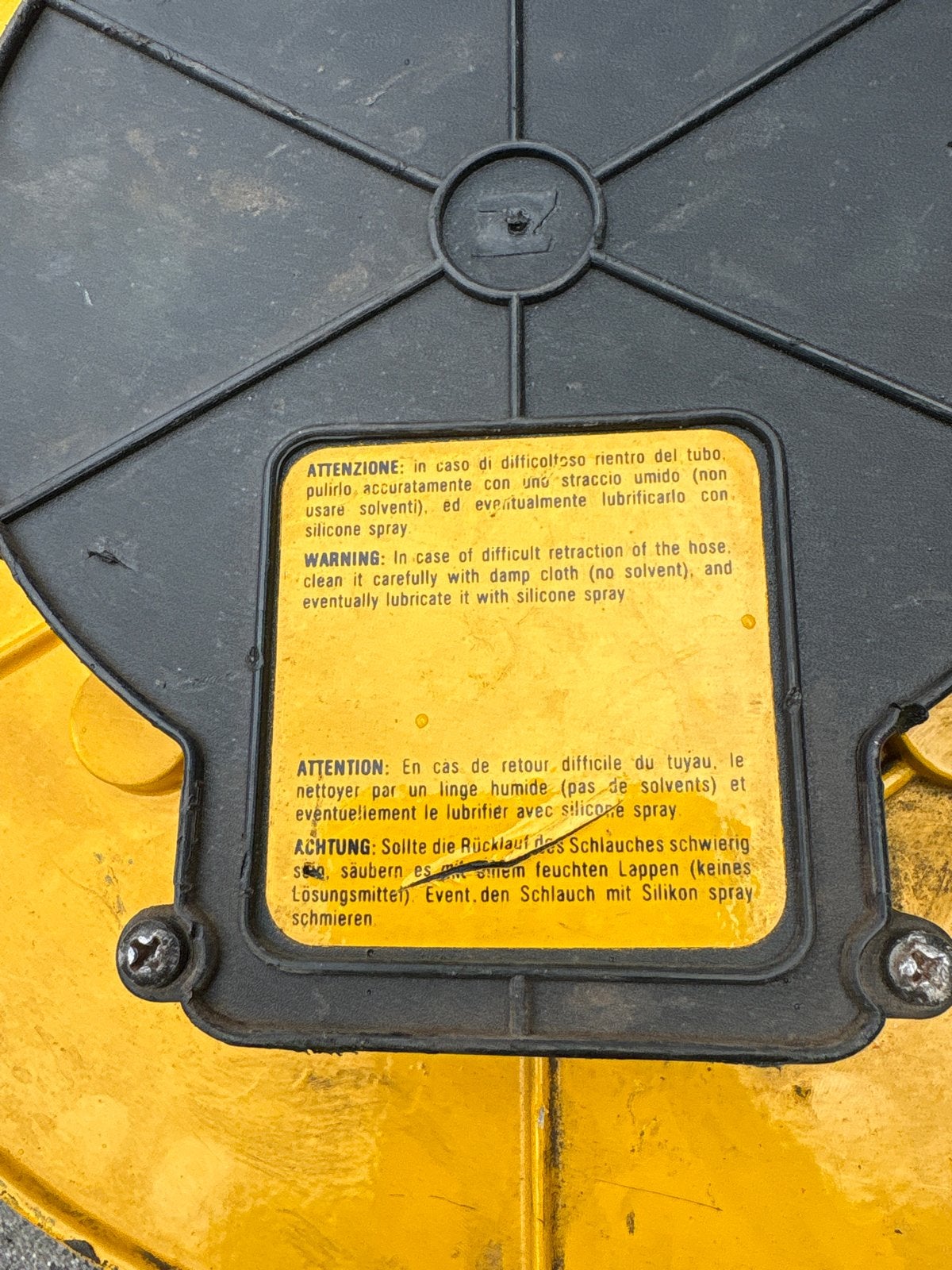 Gele slanghaspel met automatische oprolfunctie, Ophalen of Verzenden, Gebruikt
