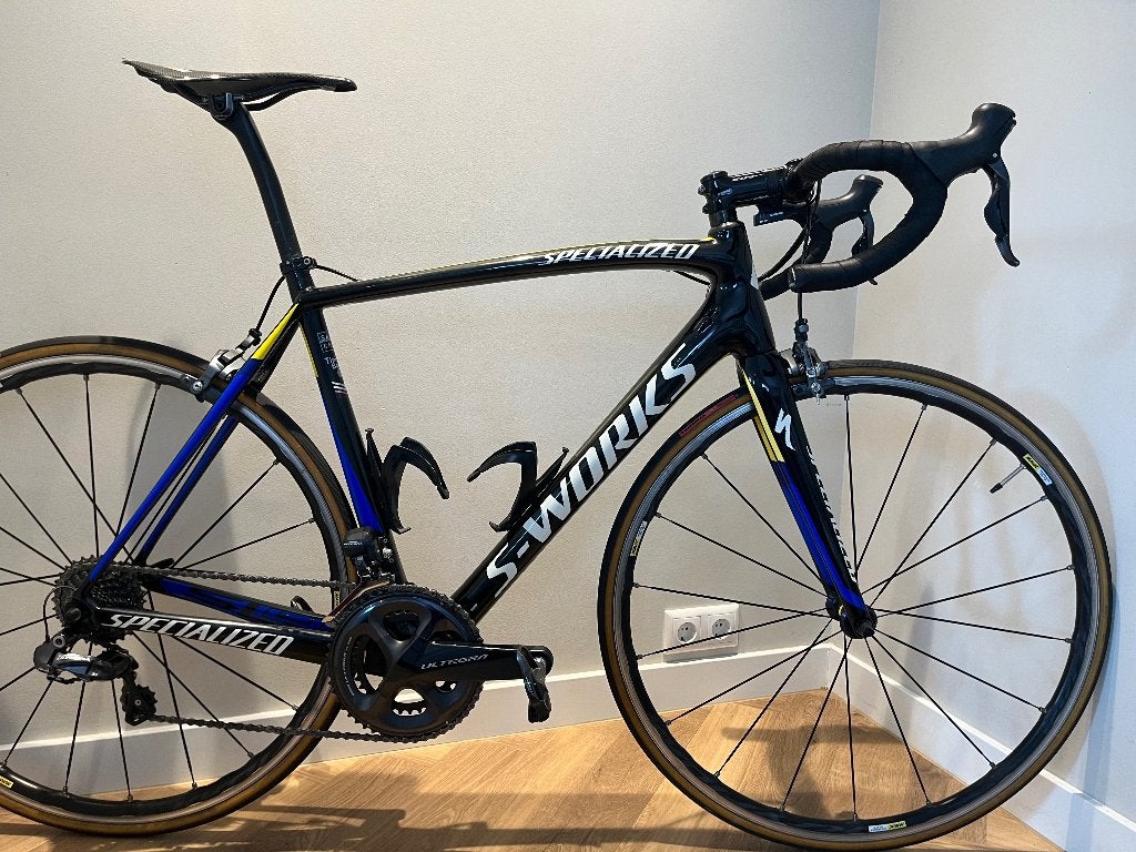 Specialized S-Works Tarmac SL4 Saxo Bank | 56 | Ultegra Di2, 28 inch, Gebruikt, Velgrem, Meer dan 20 versnellingen
