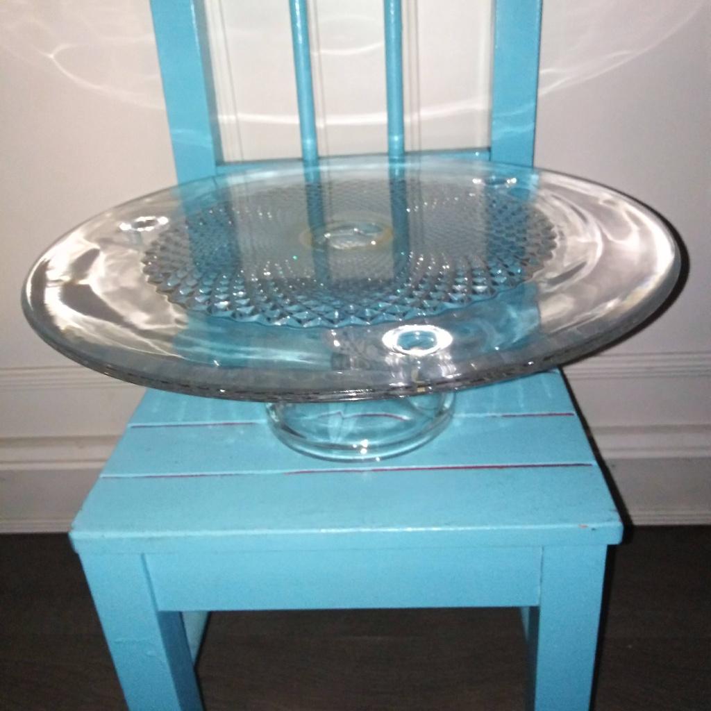Vintage zware kristallen taartschaal op voet, Ophalen, Overige materialen, Overige stijlen, Schaal of Schalen