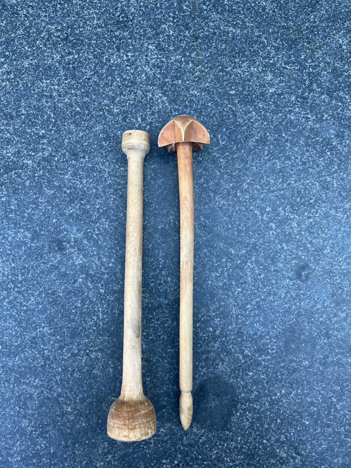 Set van 2 Vintage Houten Darning Paddestoelen, Antiek en Kunst, Ophalen of Verzenden