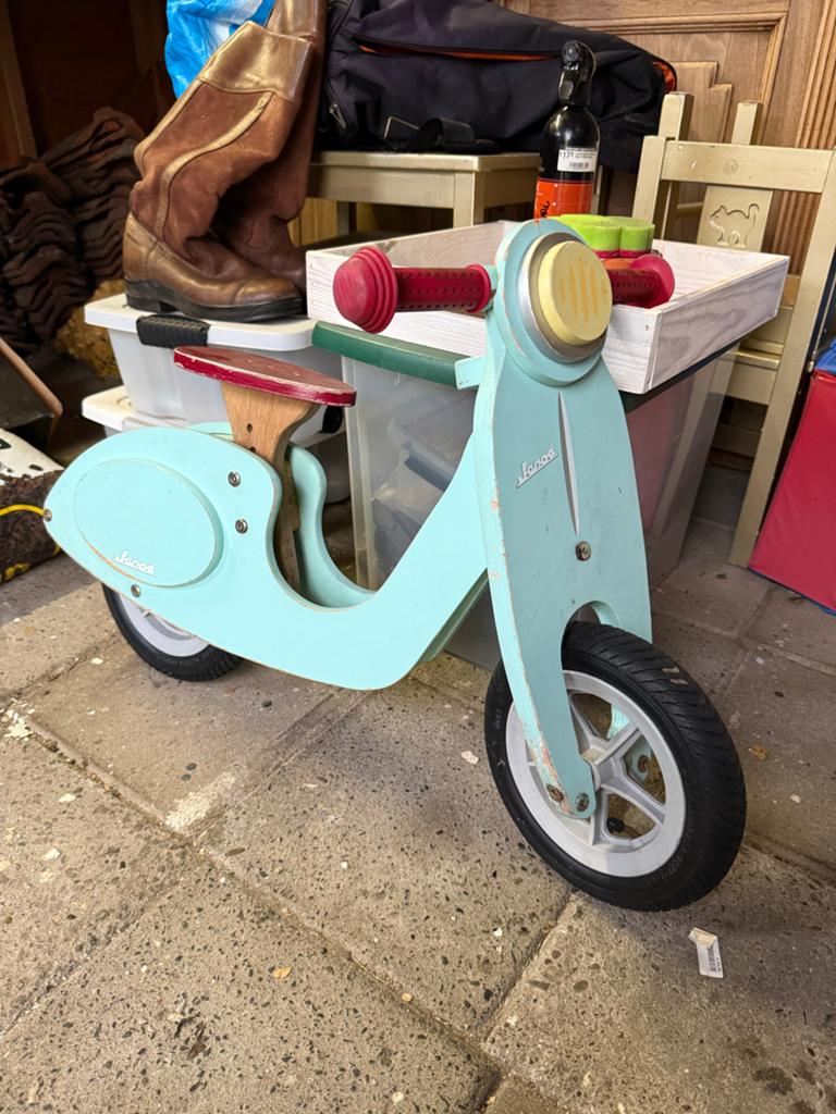 Janod Houten Loopfiets Scooter - Mintgroen, Ophalen of Verzenden, Gebruikt, Loopfiets