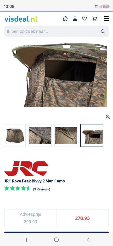 Jrc rova 2 man bivvy camo, Watersport en Boten, Hengelsport | Karpervissen, Ophalen, Nieuw, Overige typen