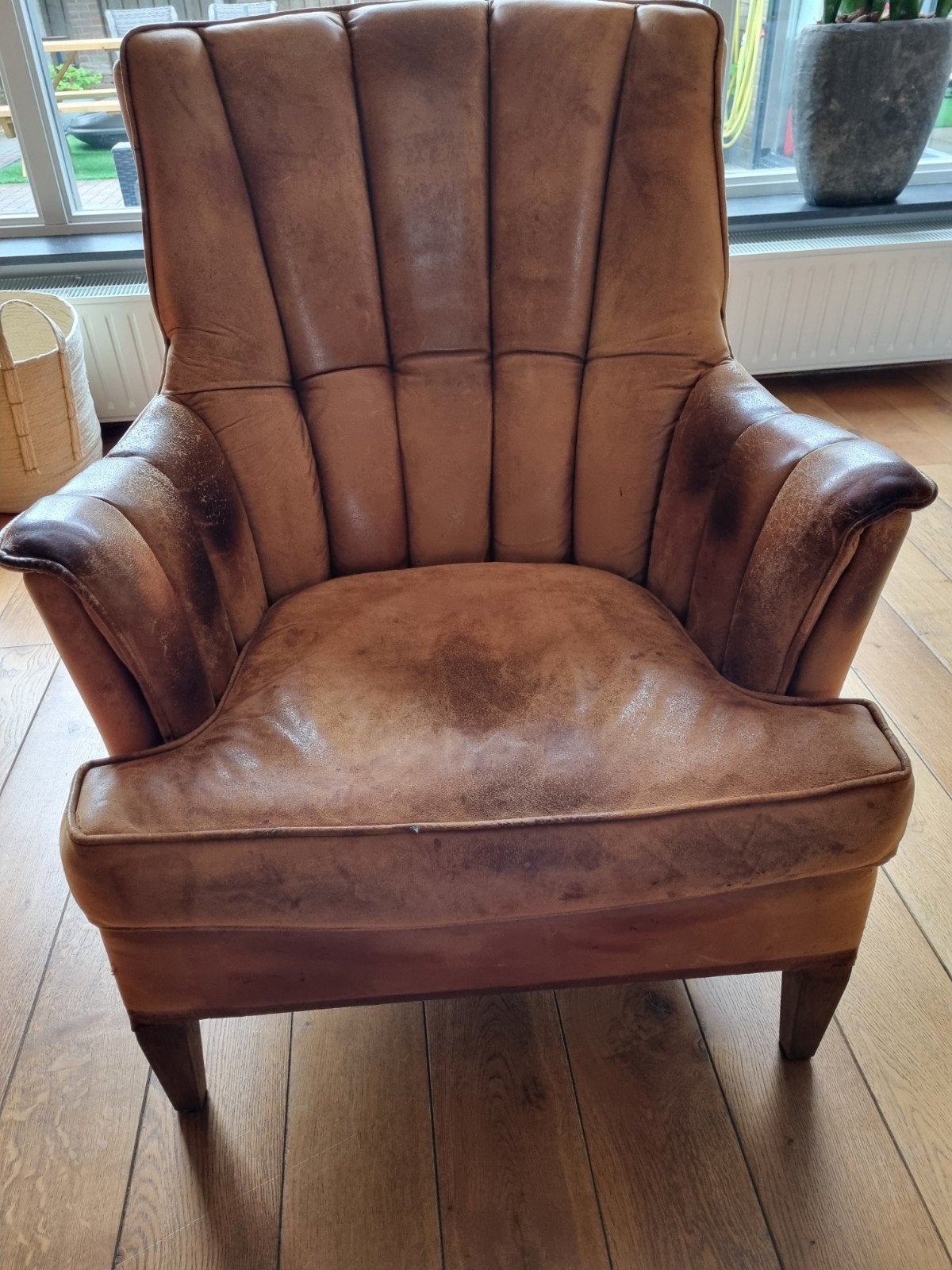 leren fauteuil Stoel, Huis en Inrichting, Ophalen, Minder dan 75 cm, 50 tot 75 cm