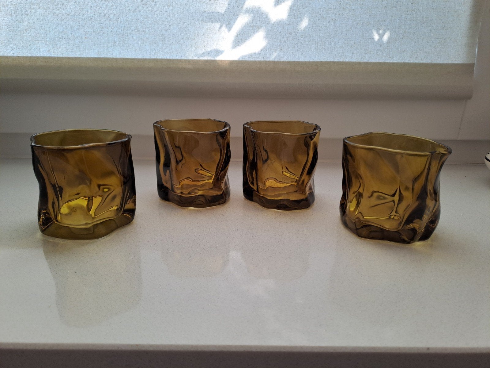 Speelse glazen in gekleurd glas - set van 4, Ophalen of Verzenden