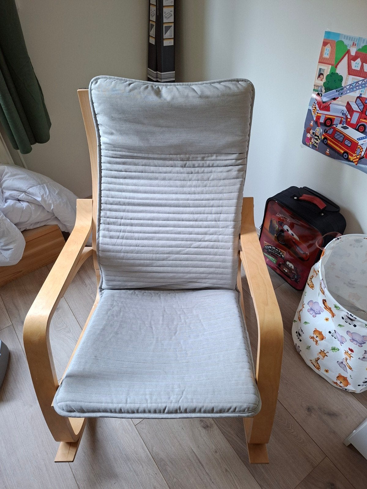 Ikea Poang Schommelstoel met Knisa kussen, Ophalen, Gebruikt, Hout, Eén