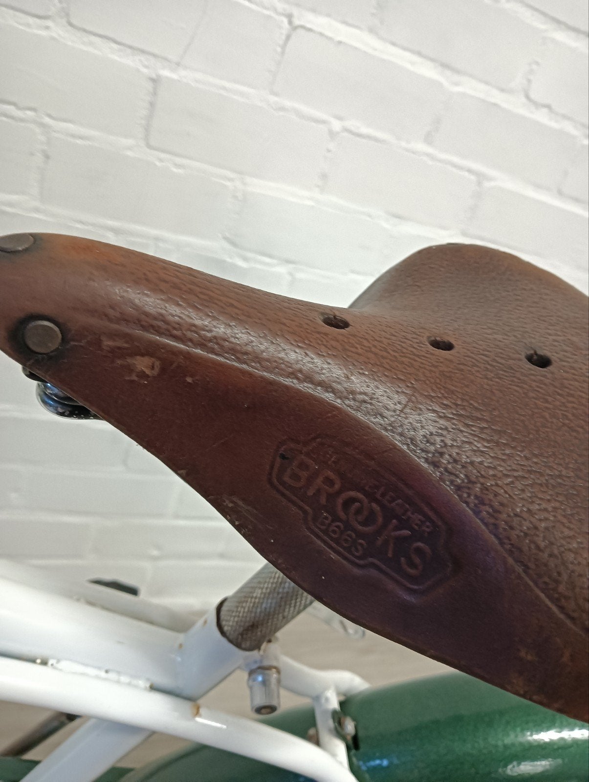 Vintage Cruiser Fiets - Wit/Groen met Brooks Zadel, Fietsen en Brommers, Terugtraprem, Gebruikt, Versnellingen, 53 tot 57 cm