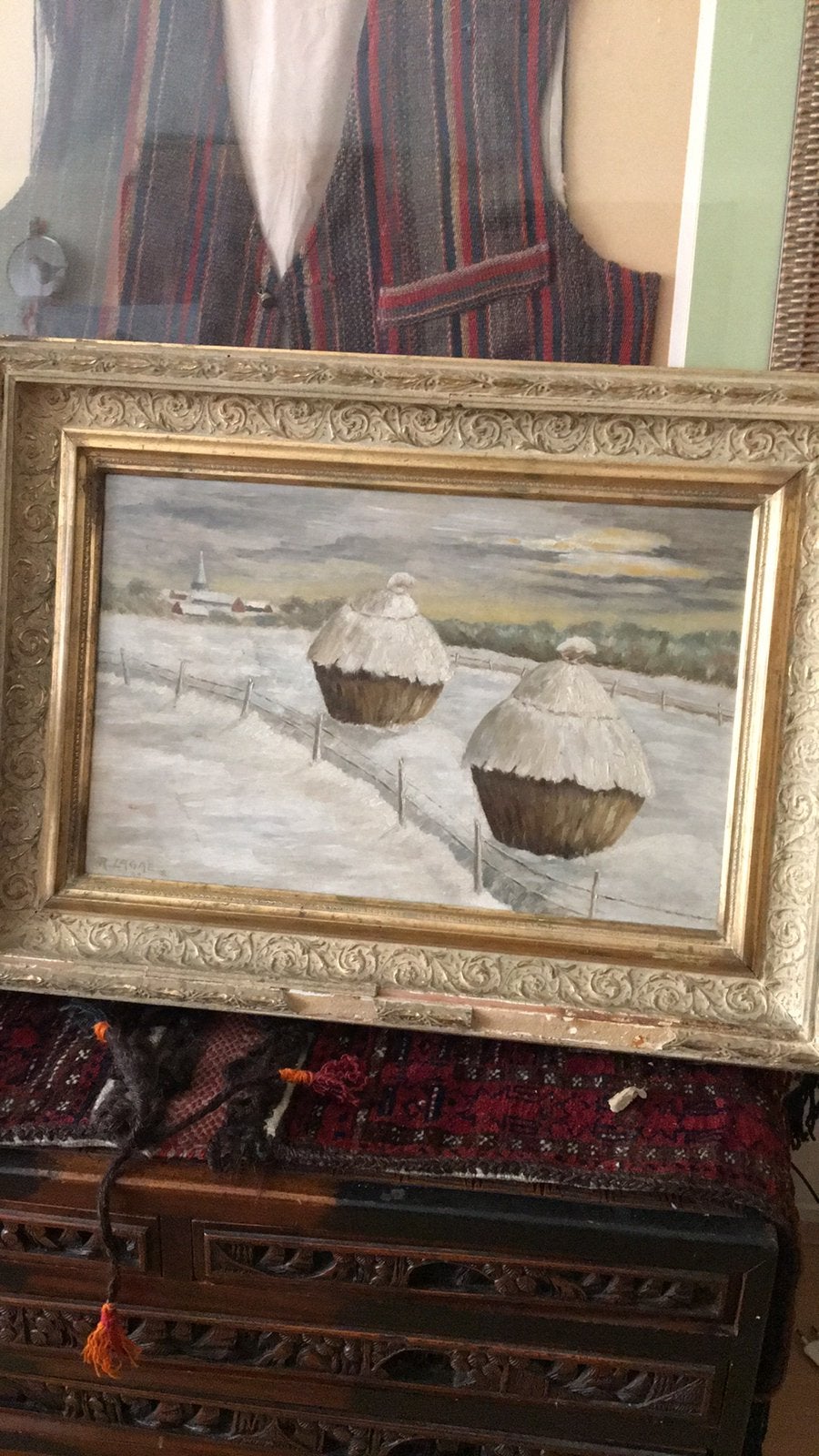 Schilderij antiek, Ophalen, Zo goed als nieuw, Hout, Minder dan 50 cm