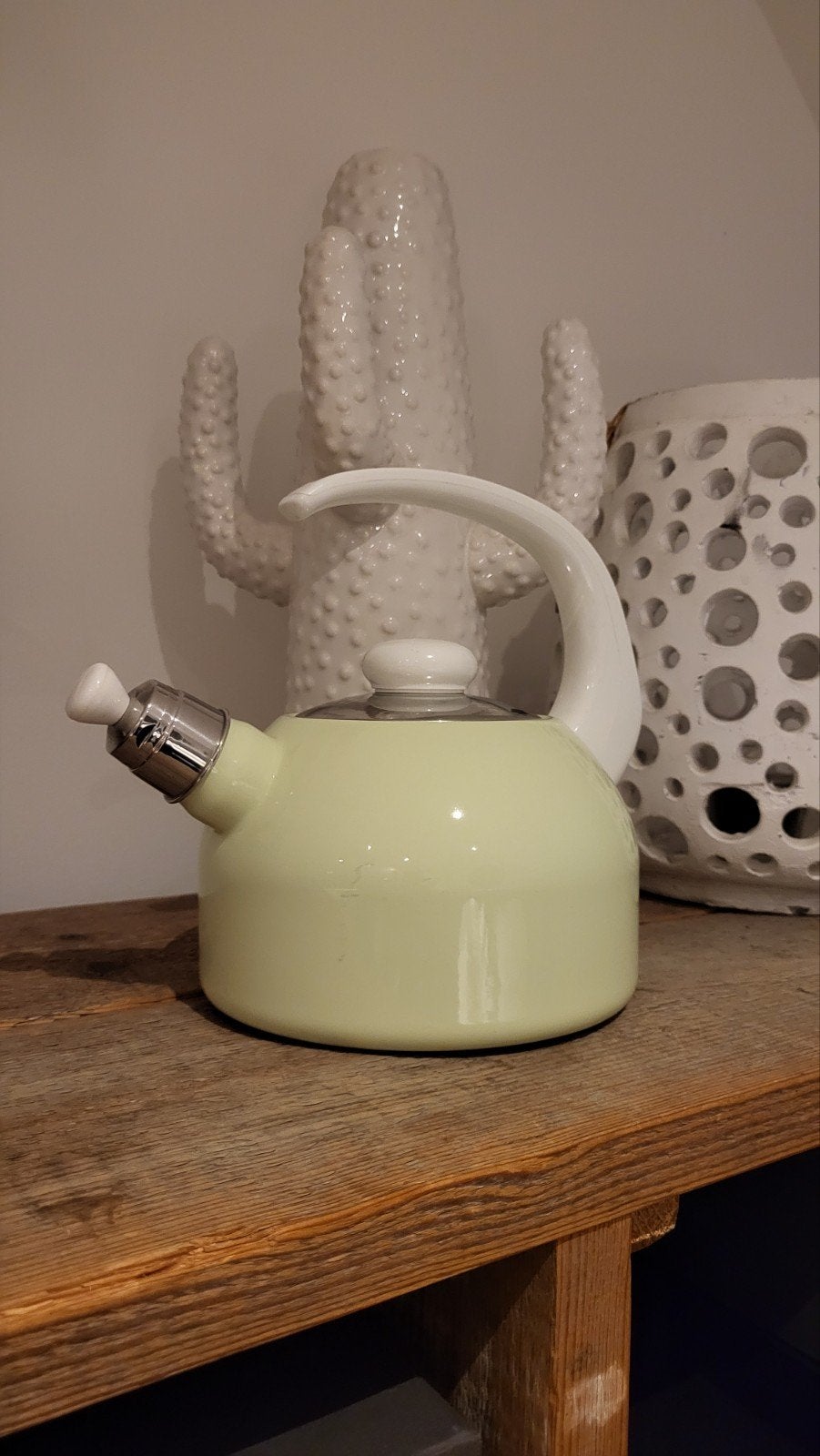 Riess Premium Emaille Fluitketel - Lichtgroen, Antiek en Kunst, Ophalen of Verzenden
