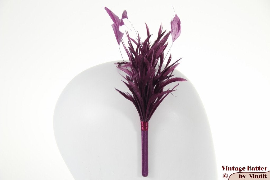 Fascinator Maddox bordeaux paars veren op diadeem nieuw, Maddox, Hoed, Nieuw, One size fits all