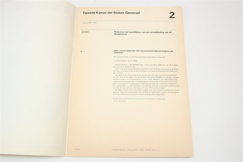 De Waddenzee Deel A — Beleidsvoornemen, 1976, Boeken, Ophalen of Verzenden, Gelezen