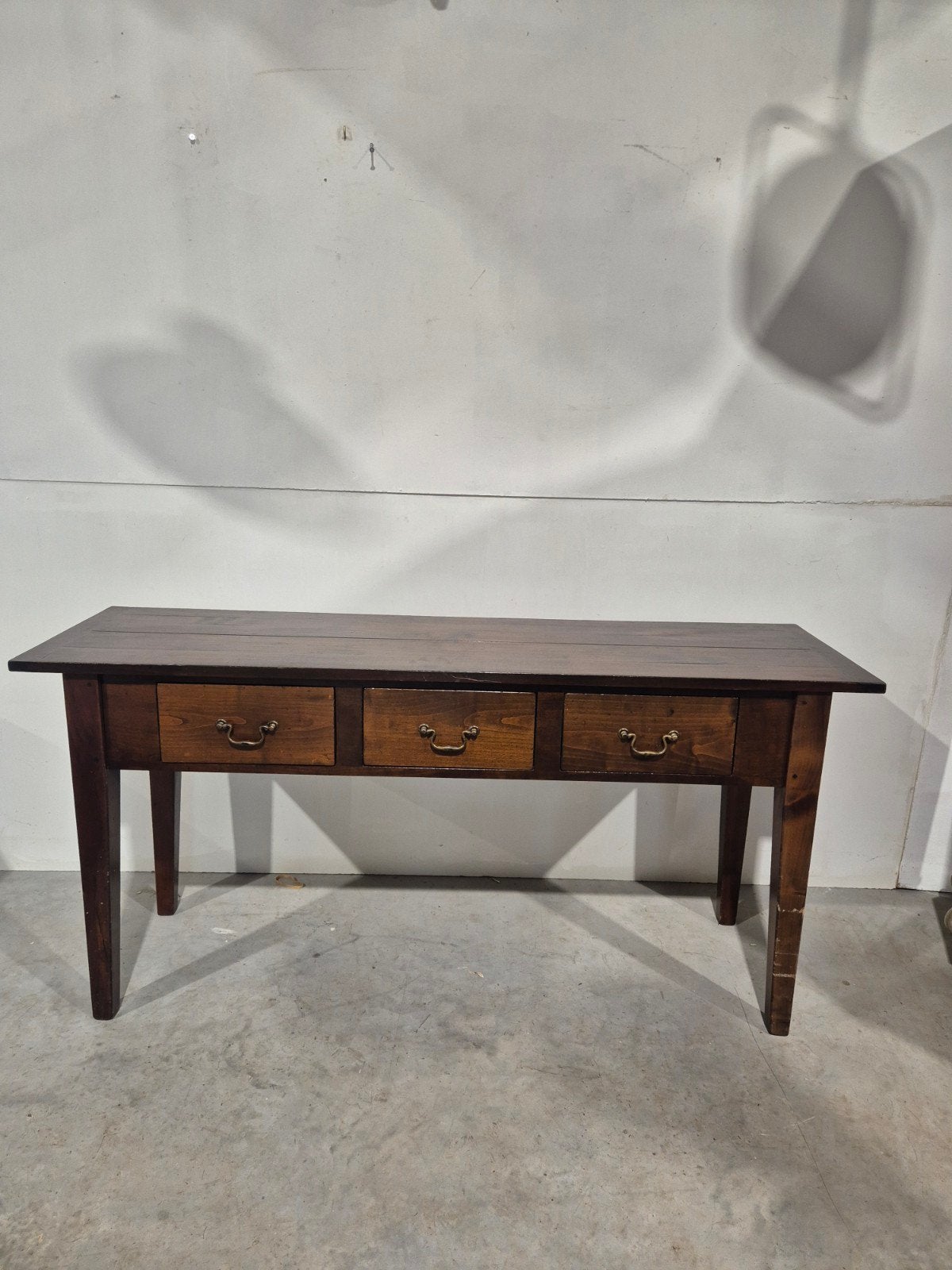 Vintage kersenhouten gang wand tafel met 3 laden, Ophalen of Verzenden