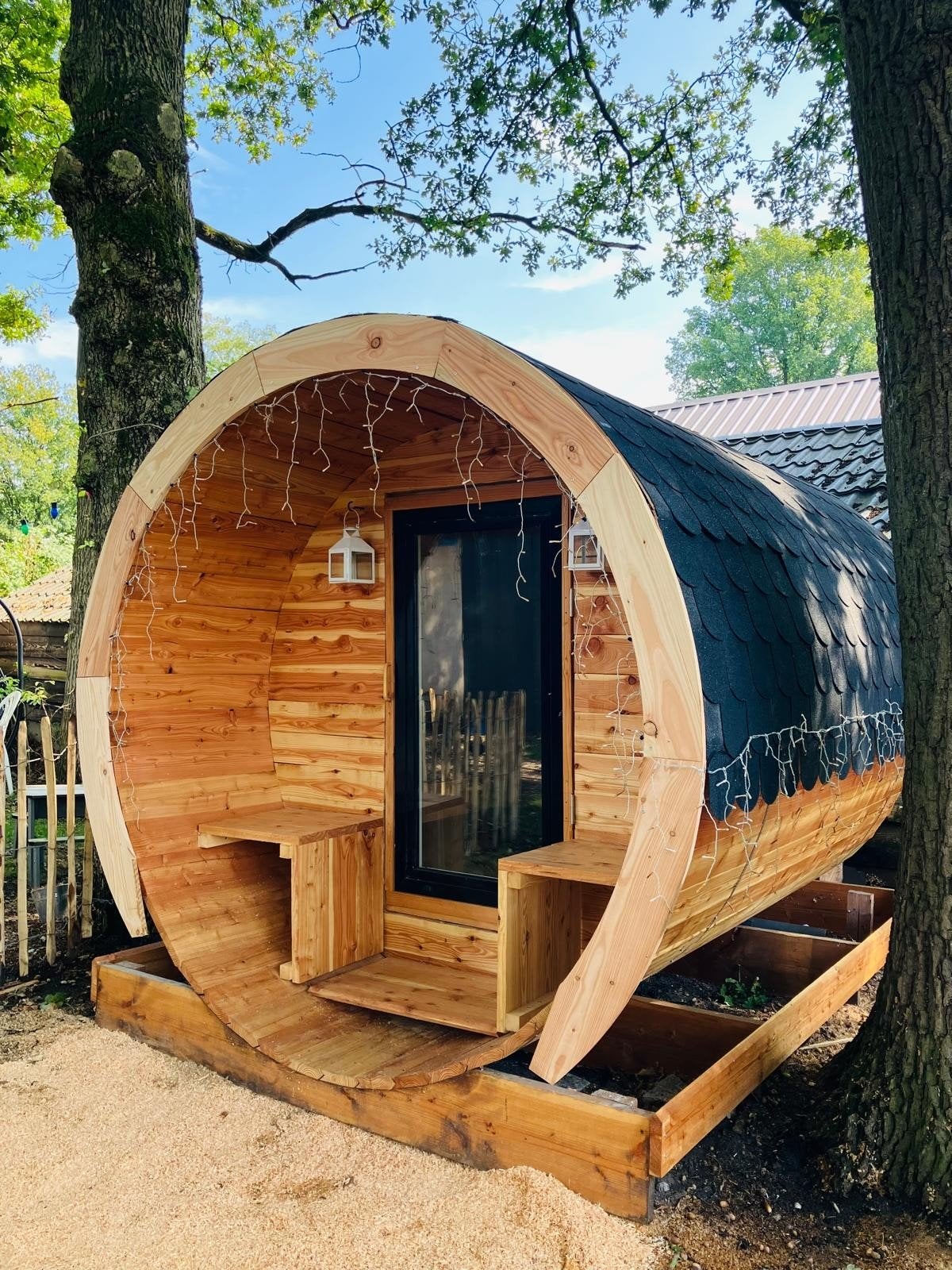 Mooie Barrel Sauna | buitensauna | 6-8 personen, Ophalen, Nieuw, Fins of Traditioneel, Complete sauna