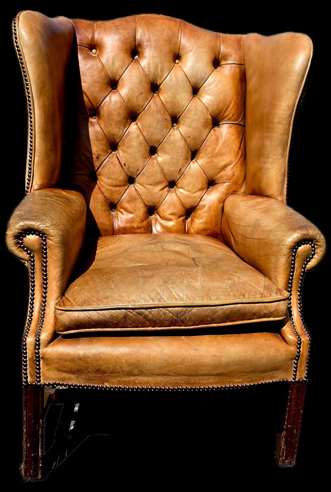 Oude Chesterfield oor fauteuil + BEZORGING GRATIS