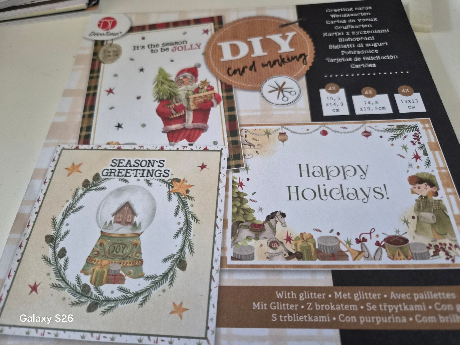 DIY Kerstkaarten Maakset - 12 kaarten met glitter, Ophalen of Verzenden