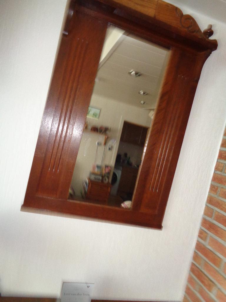 Mooie Oude EIKEN Houten Spiegel., Ophalen, Rechthoekig