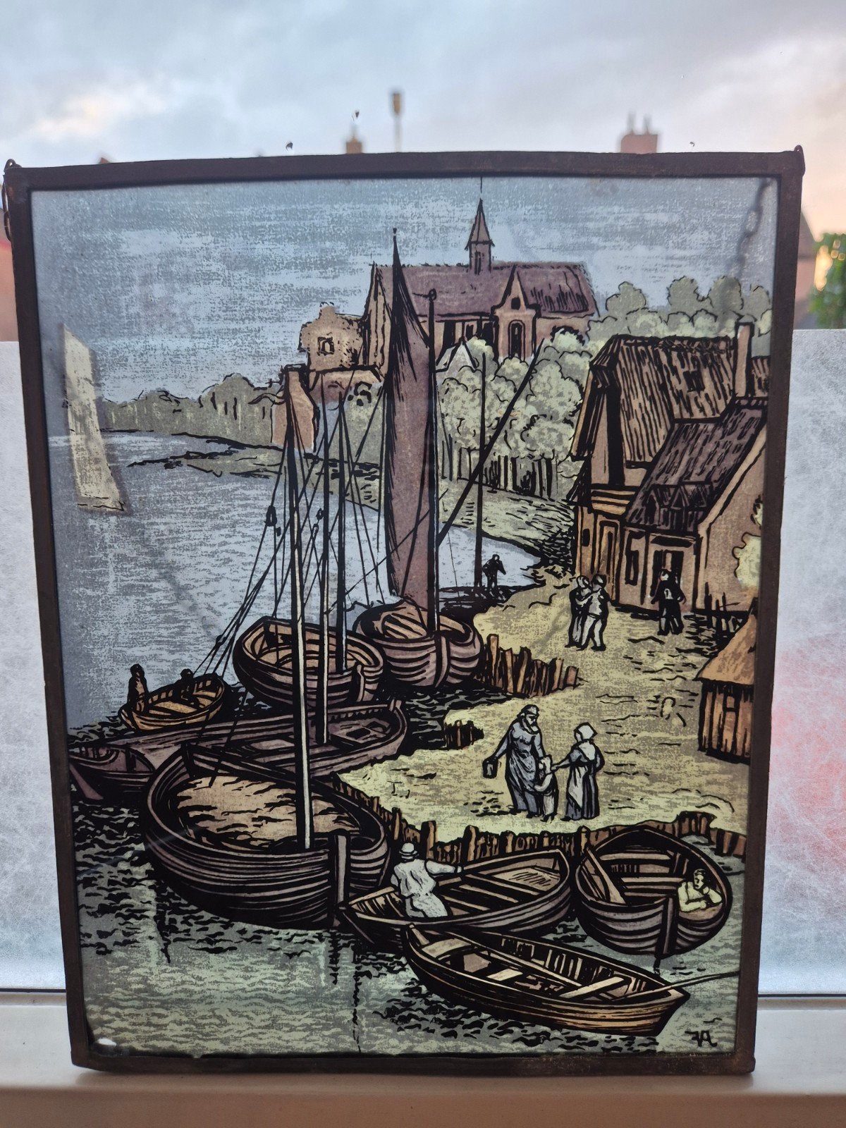 Glas in lood raamhanger, Ophalen