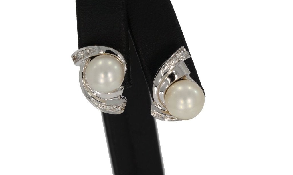 Diamanten akoya parel 18k luxe oorbellen goud dames briljant, Voordeelsieraden, Verzenden, Zo goed als nieuw, Met edelsteen
