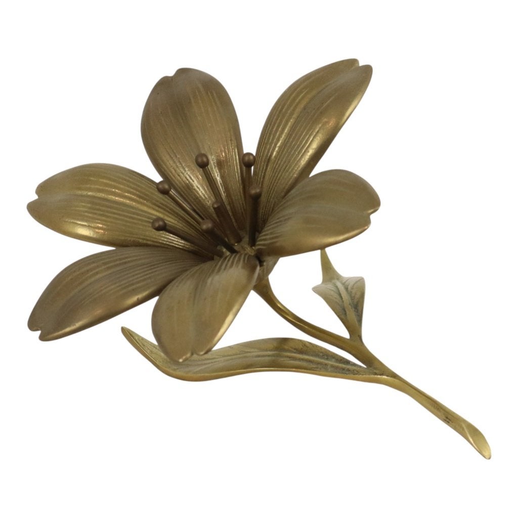 Mid Century Messing Lelie Bloem Sculptuur Beeldje Asbak, Verzamelen, Ophalen of Verzenden, Gebruikt, Overige typen
