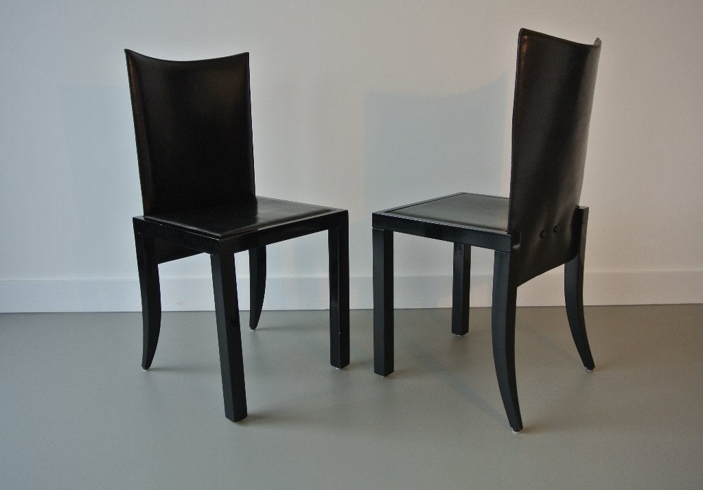 Poltronova Italiaanse design stoelen zadelleer jaren 1980's, Huis en Inrichting, Twee, Ophalen, Leer, Gebruikt