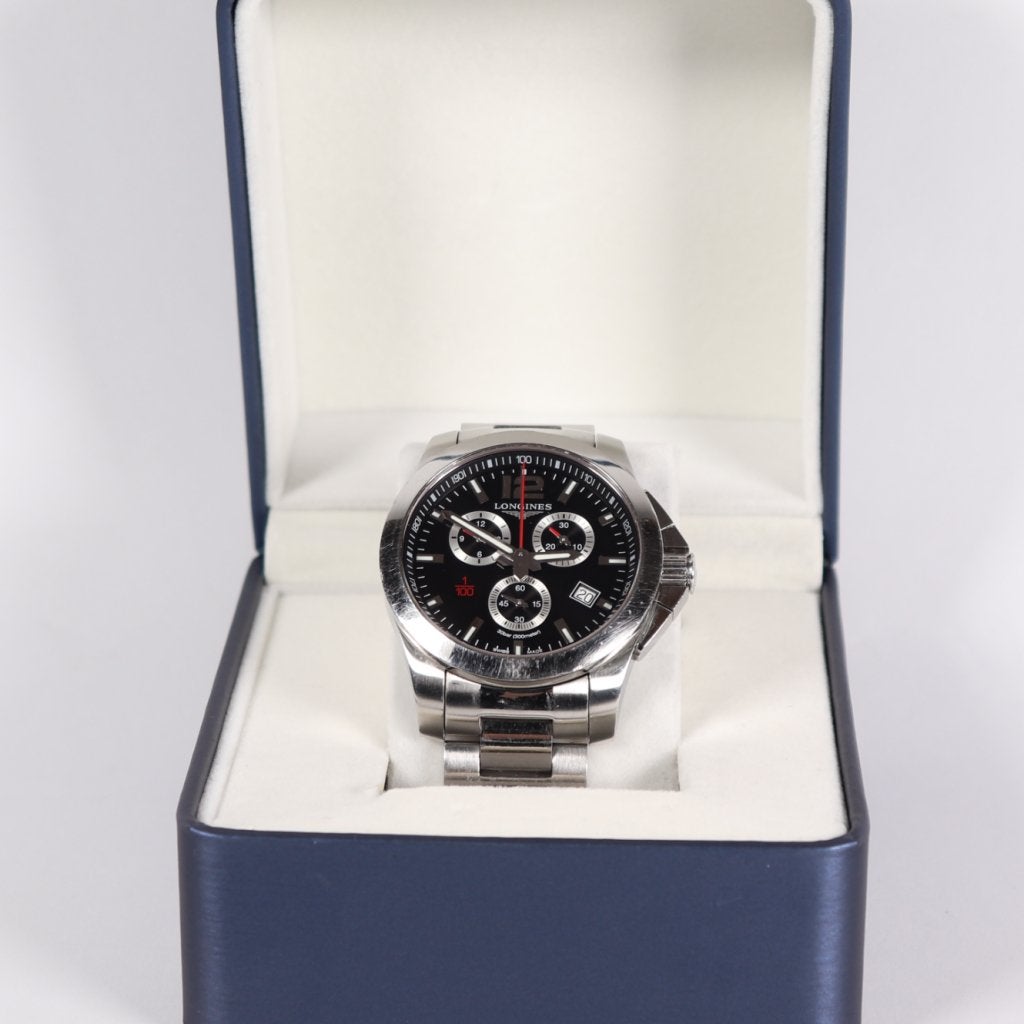 Longines Conquest Chronograph l3.800.4.56.6, Longines, Gebruikt, Support@longines.com, 2610 Longines Drive
Lexington, KY 40513
USA