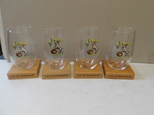 Leute Bokbier glazenset (nr.1)     4 stuks, Ophalen of Verzenden, Nieuw, Glas of Glazen, Overige merken