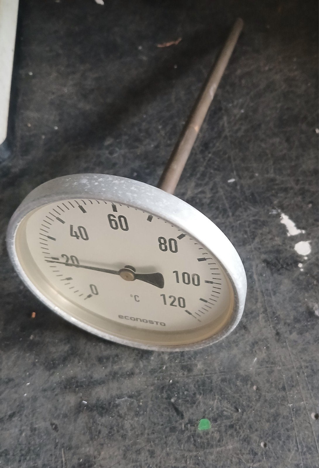 Econosto thermometer voor decoratie hobby of mancave, Gebruikt, Overige typen, Metaal, Ophalen of Verzenden