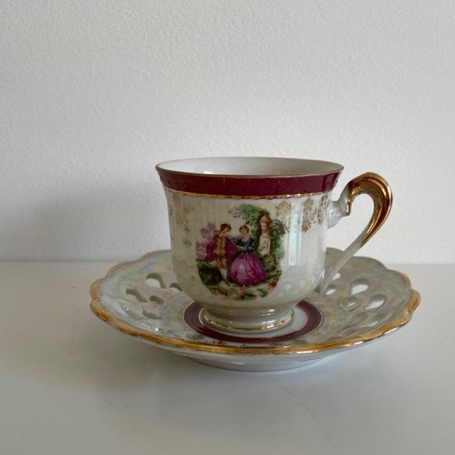 brocante kop en schotel in mooie staat, Antiek en Kunst, Antiek | Servies los, Ophalen of Verzenden
