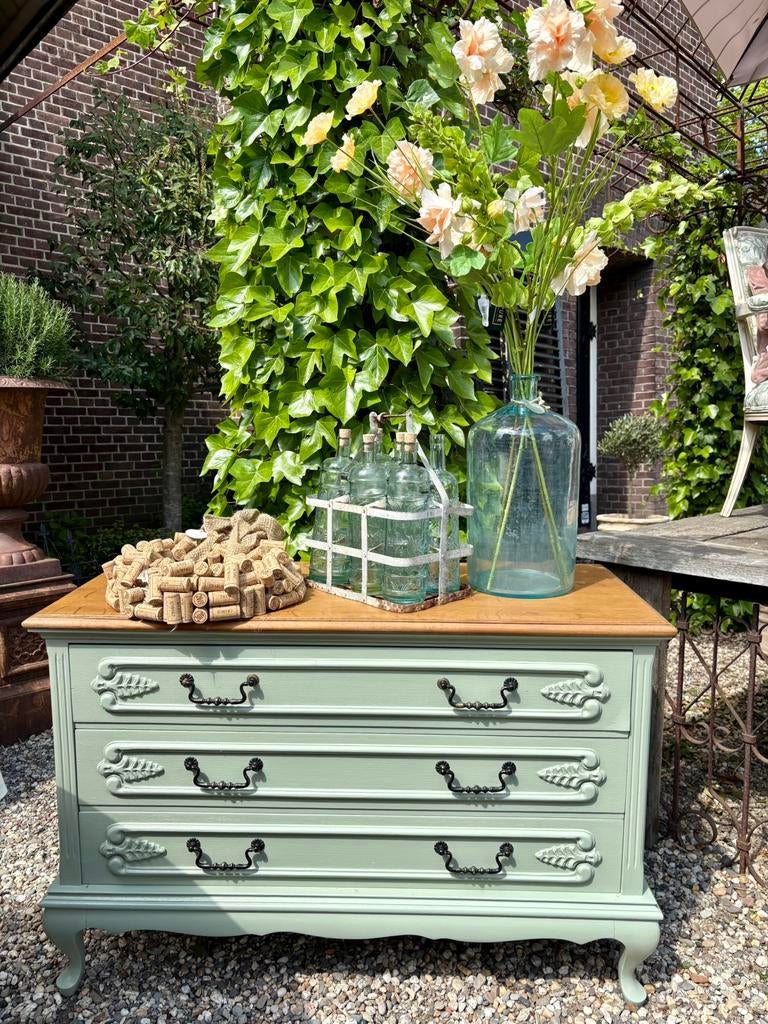 Antieke ladekast, dressoir, commode, IL Fienile groen, Huis en Inrichting, Kasten | Dressoirs, Ophalen, Info@ilfienile.nl, Zo goed als nieuw