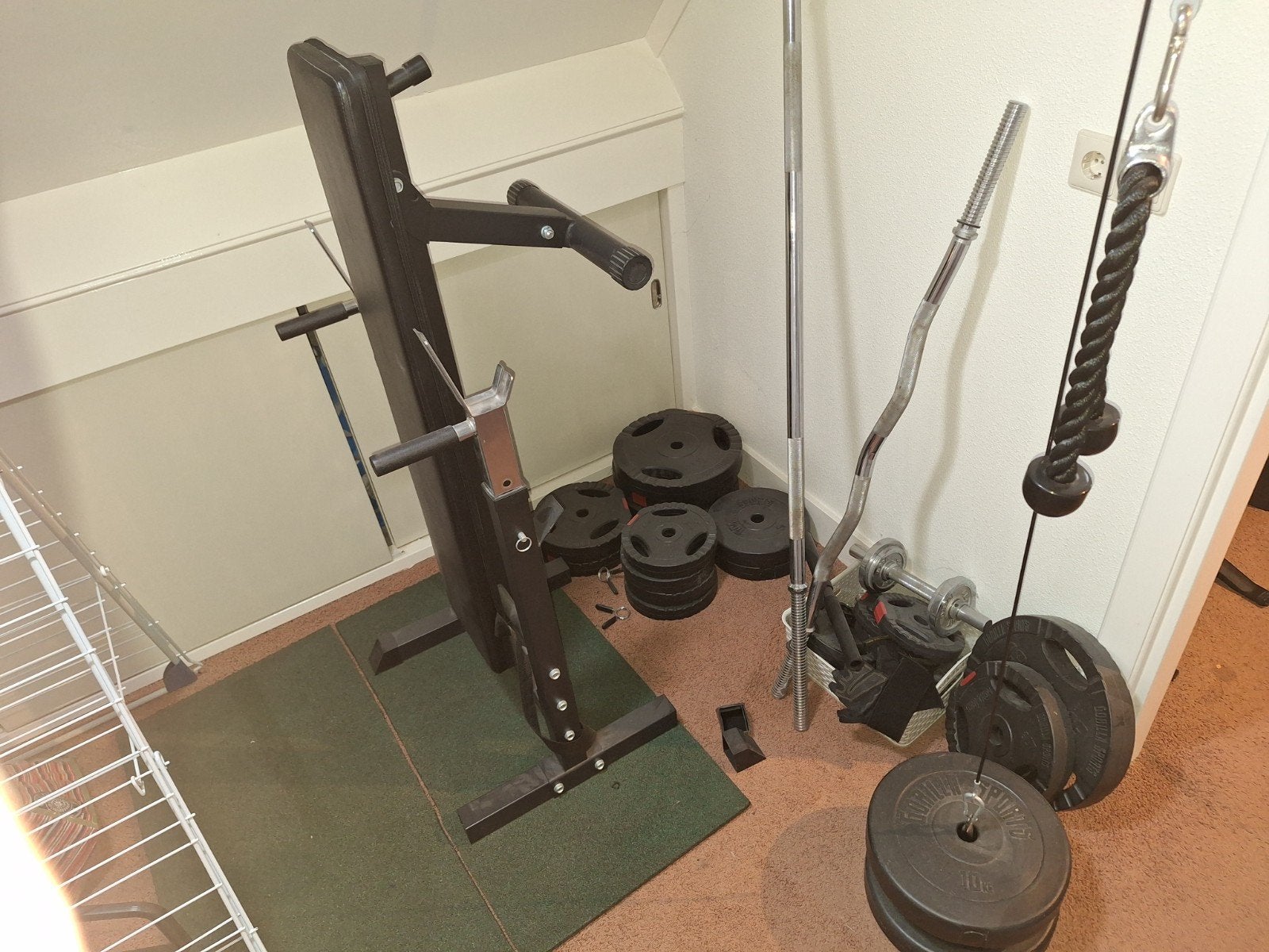 bankdrukbank, gewichten en kabels, Sport en Fitness, Fitnessmaterialen, Ophalen