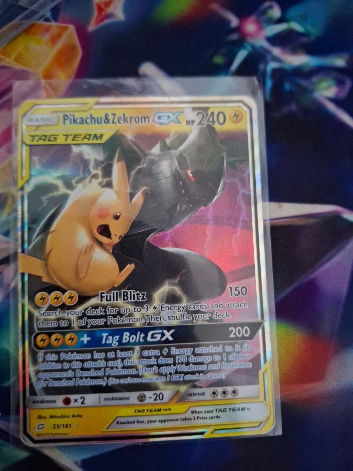 Pikachu & Zekrom GX 33/181 - Mooie staat, Ophalen of Verzenden, Zo goed als nieuw, Losse kaart, Foil
