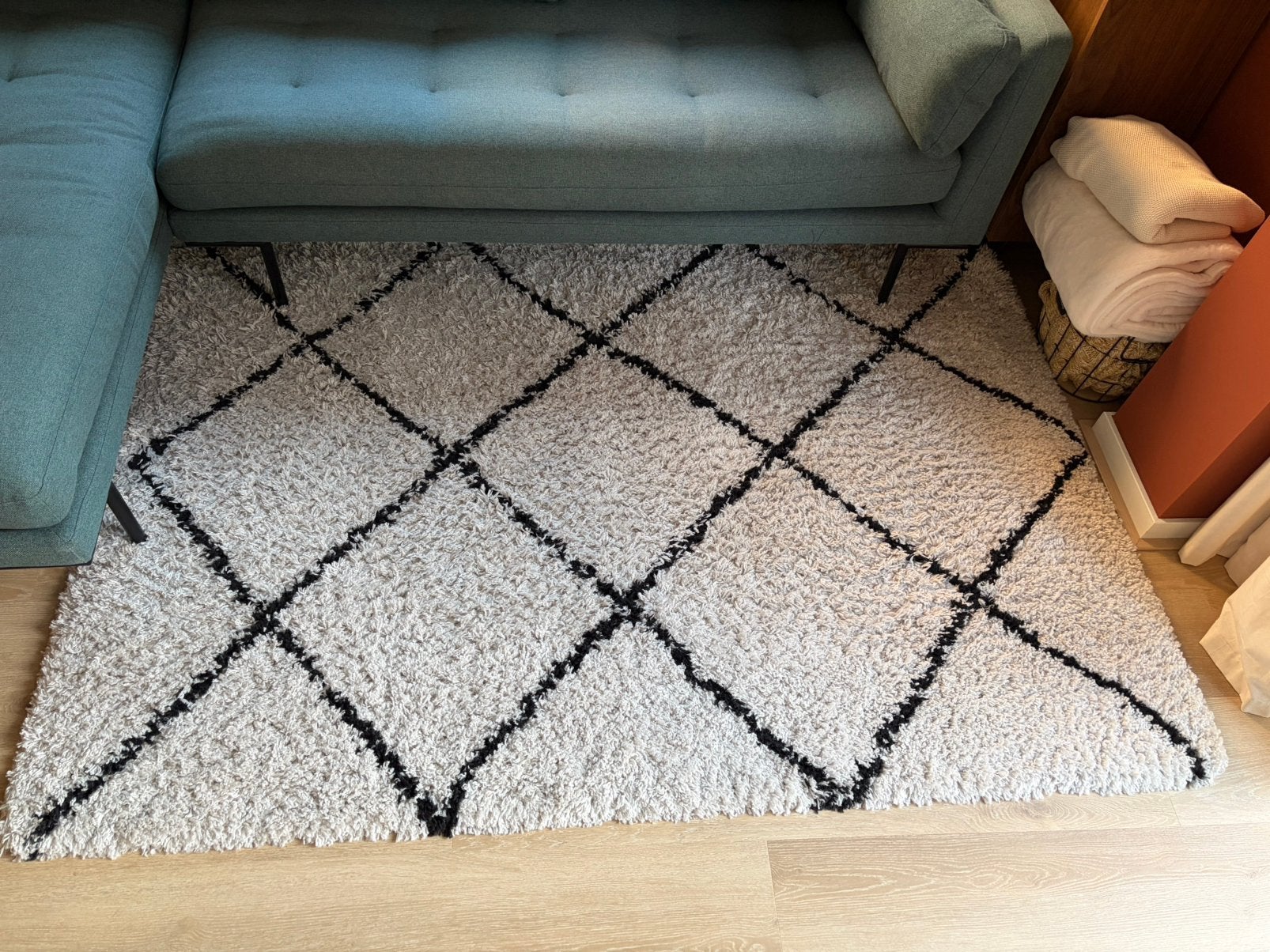 Vloerkleed zwart & wit, Ophalen, Zwart, 200 cm of meer, Zo goed als nieuw