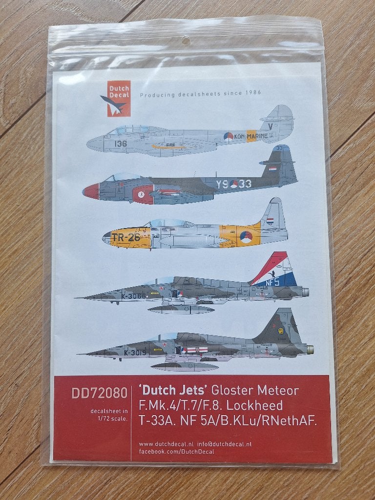 1:72 1/72 Dutch Decal 72080: ‘Dutch Jets’ Gloster Meteor, Hobby en Vrije tijd, Modelbouw | Vliegtuigen en Helikopters, Overige merken