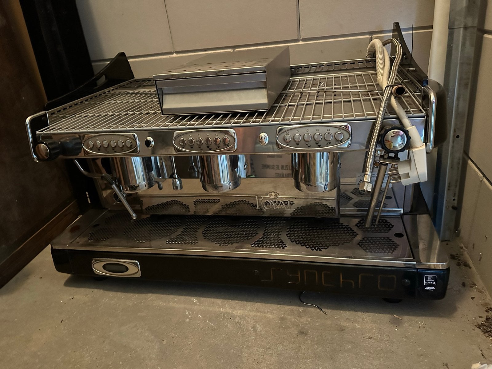Horeca Espresso Machine RositoBisani SYNCHRO Royal 3-groeps, Ophalen, Gebruikt, Koffie en Espresso