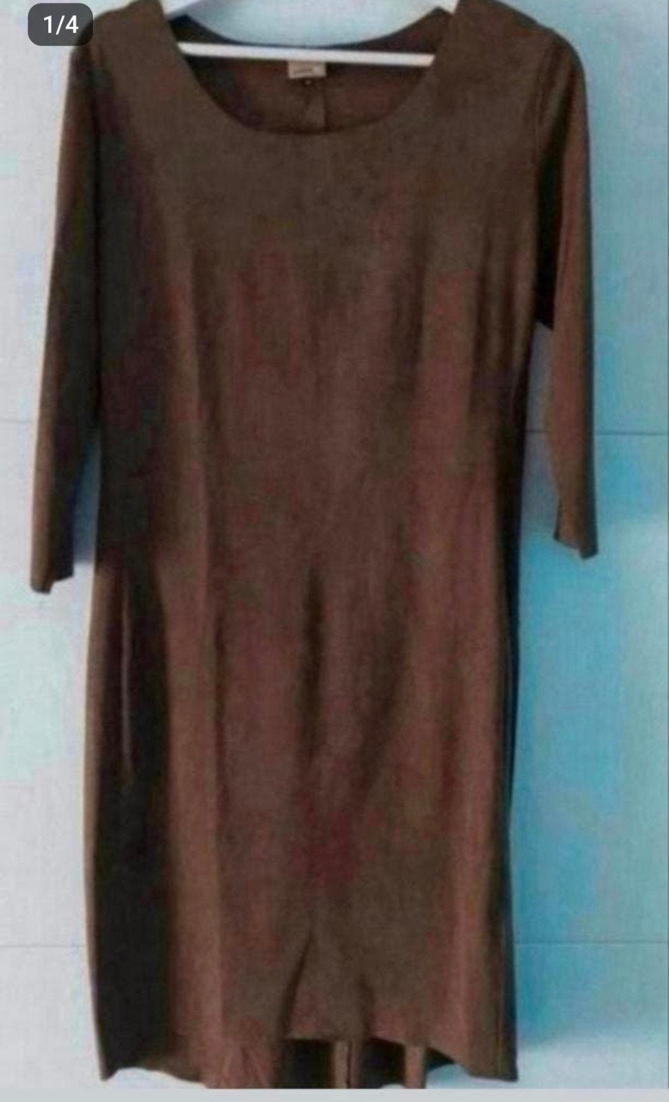 Olijfgroen suèdine jurkje Dressire maat M 38/40, Maat 38/40 (M), Ophalen of Verzenden, Zo goed als nieuw, Knielengte