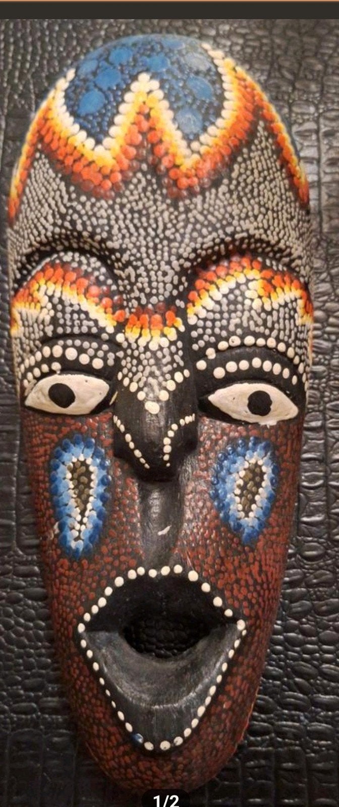 Authentiek kleurrijk Afrikaans masker, Ophalen of Verzenden