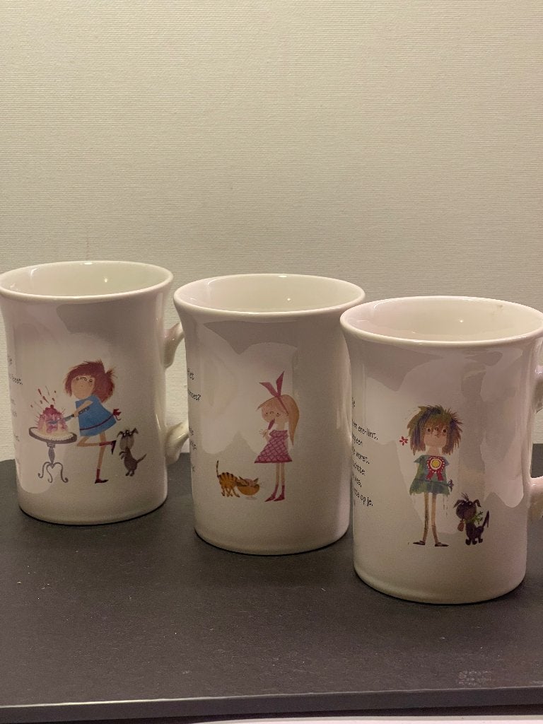 3 mokken de fiep westendorp, Ophalen of Verzenden, Aardewerk, Overige stijlen, Kop(pen) en/of Schotel(s)