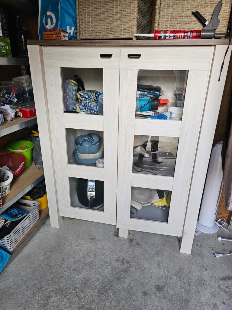 Dressoir en vitrinekast - in goede staat, 100 tot 150 cm, Glas, Ophalen of Verzenden, Minder dan 100 cm