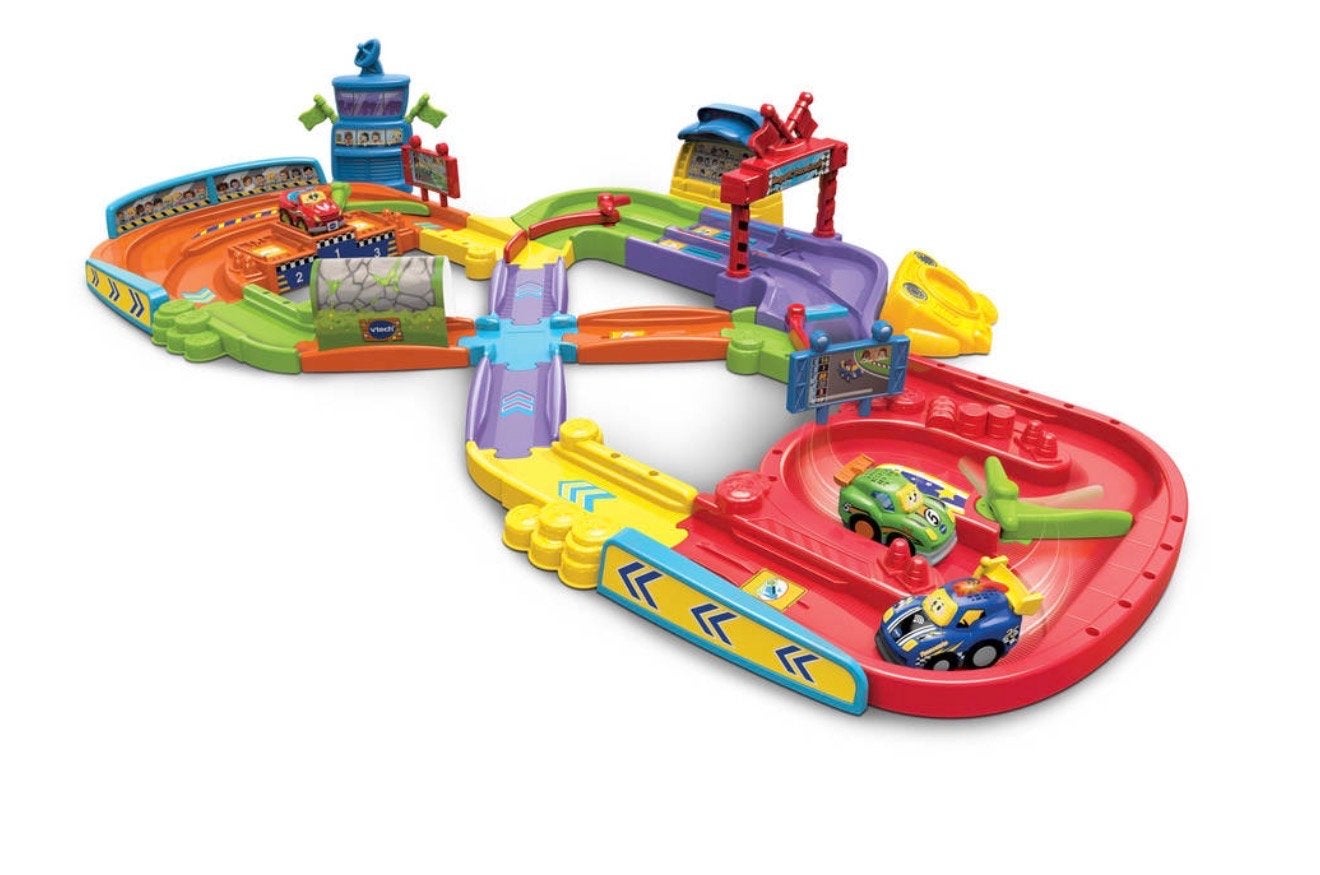VTech Toet Toet Auto's Racebaan met auto's en toebehoren, Kinderen en Baby's, Speelgoed | Vtech, Ophalen of Verzenden, Gebruikt