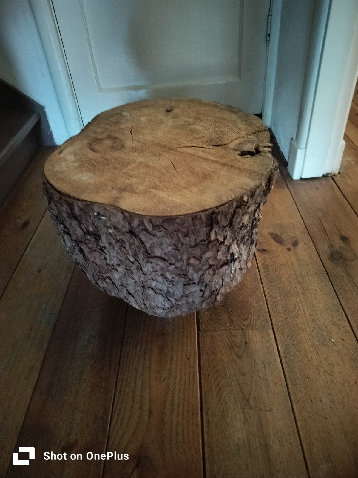 Unieke boomstronk salontafel met wieltjes, Huis en Inrichting, Ophalen, Minder dan 45 cm, Rustiek, Industrieel, Natuurlijk, Gebruikt