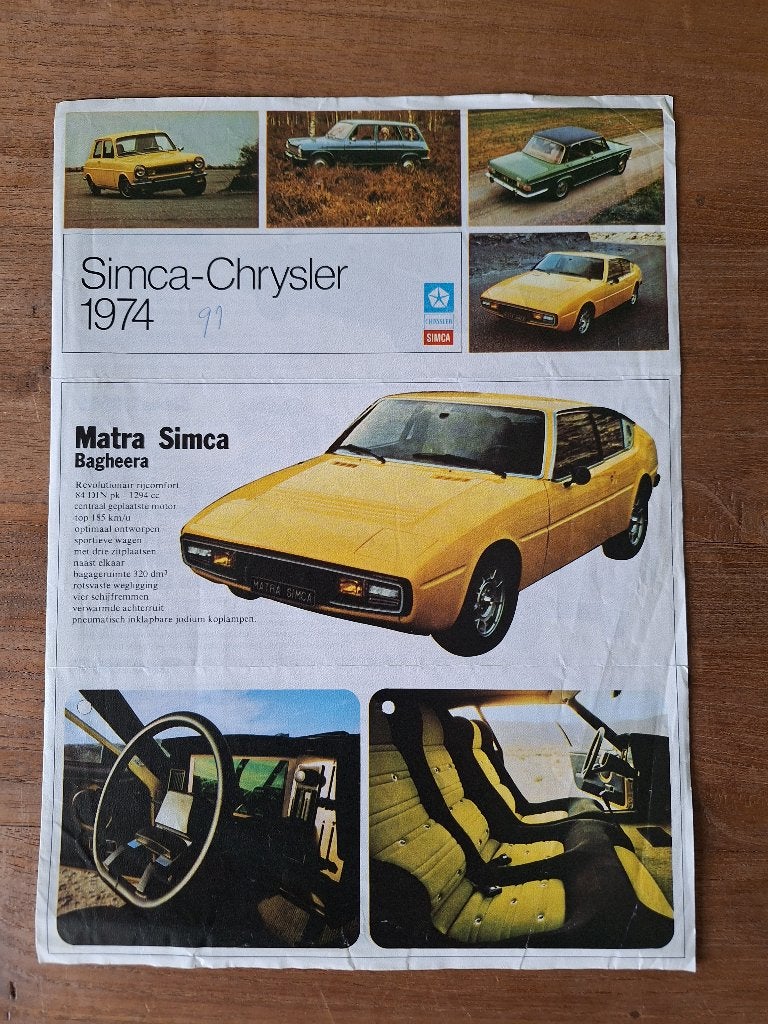 Simca Chrysler modellenreeks brochure folder 1974, Ophalen of Verzenden, Gelezen, Overige merken
