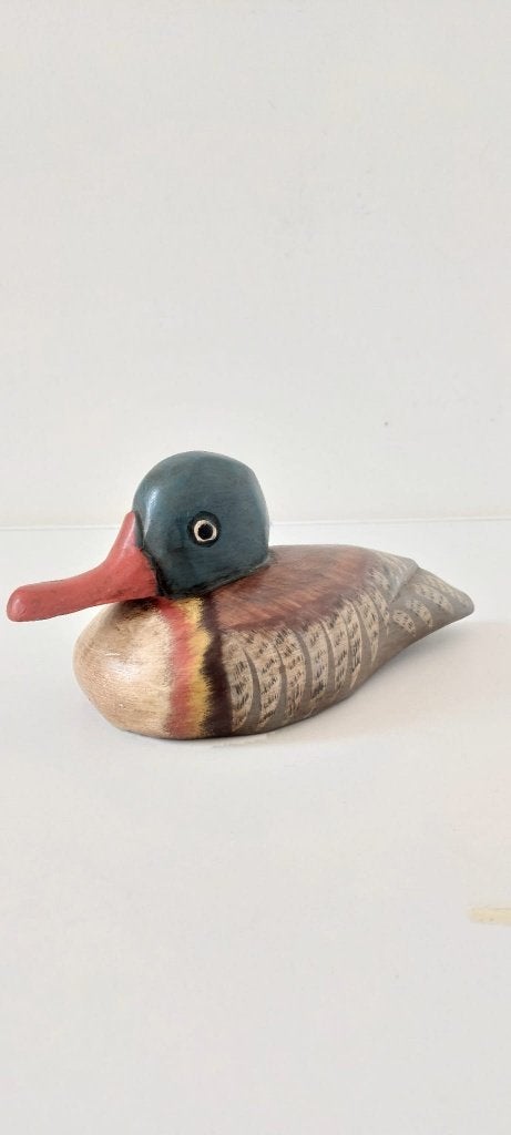 Vintage handgesneden houten beeld eend lokeend /decoy 23 cm, Houtsnijwerk, Minder dan 20 cm, Ophalen of Verzenden, Hout