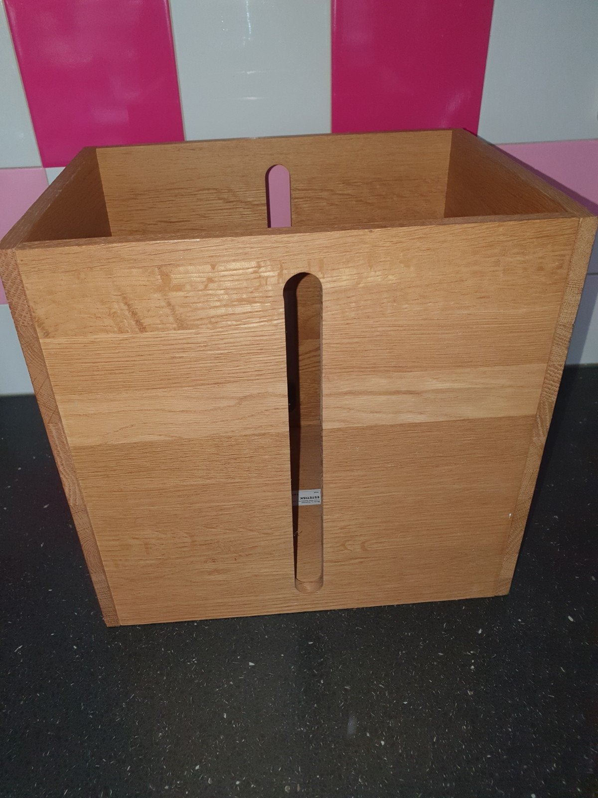 IKEA Estetisk houten opbergbox/tijdschrift houder vintage, Ophalen, Minder dan 50 cm, Minder dan 50 cm, Zo goed als nieuw