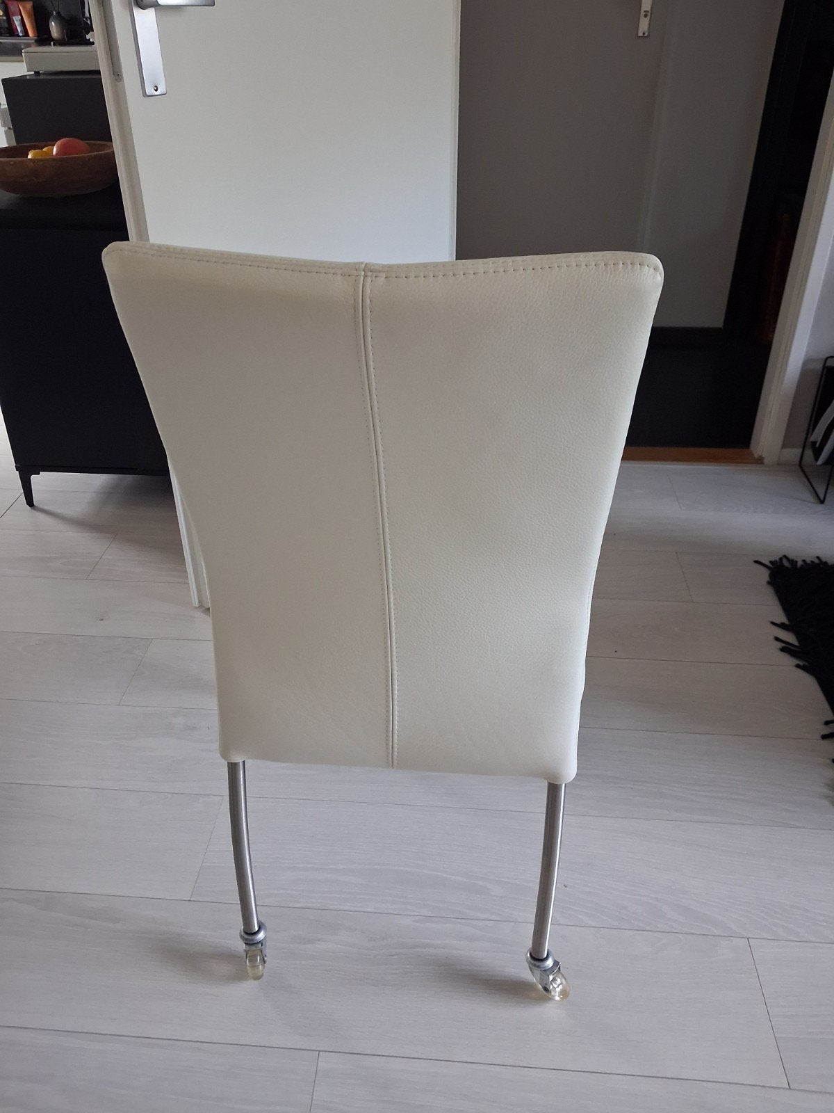 Eettafelstoelen leer off-white, Huis en Inrichting, Stoelen, Ophalen, Twee, Wit, Leer