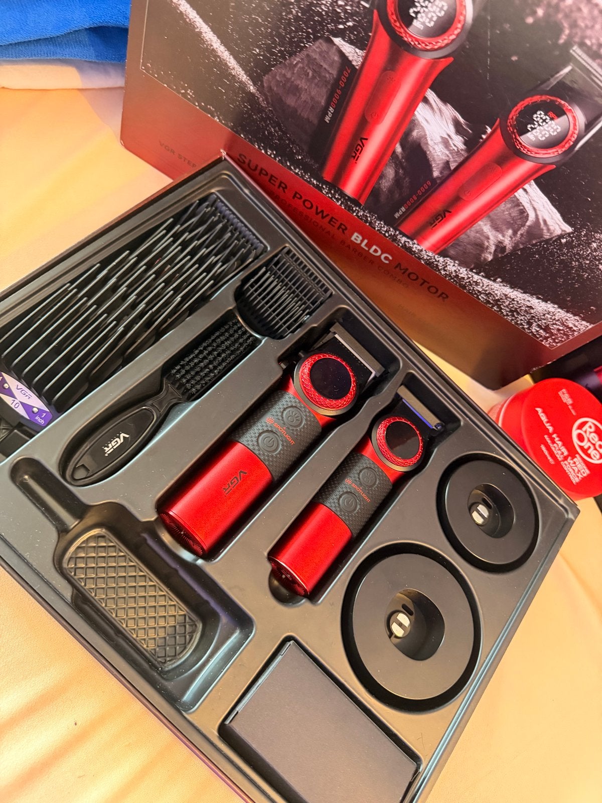 VGR Professionele Tondeuse Set - Rood, Ophalen of Verzenden, Zo goed als nieuw, Tondeuse