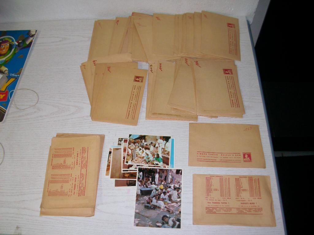 Vintage verzameling verzamelkaarten Kuifje's bon jaren 50-70, Ophalen of Verzenden, Gebruikt