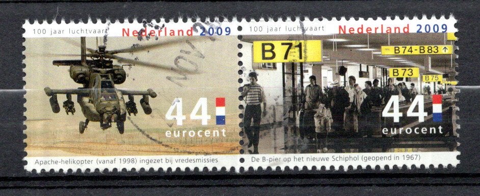 gestempelde zegel. jaar 2009:  paartje vliegtuigen, Ophalen of Verzenden, Na 1940, Gestempeld
