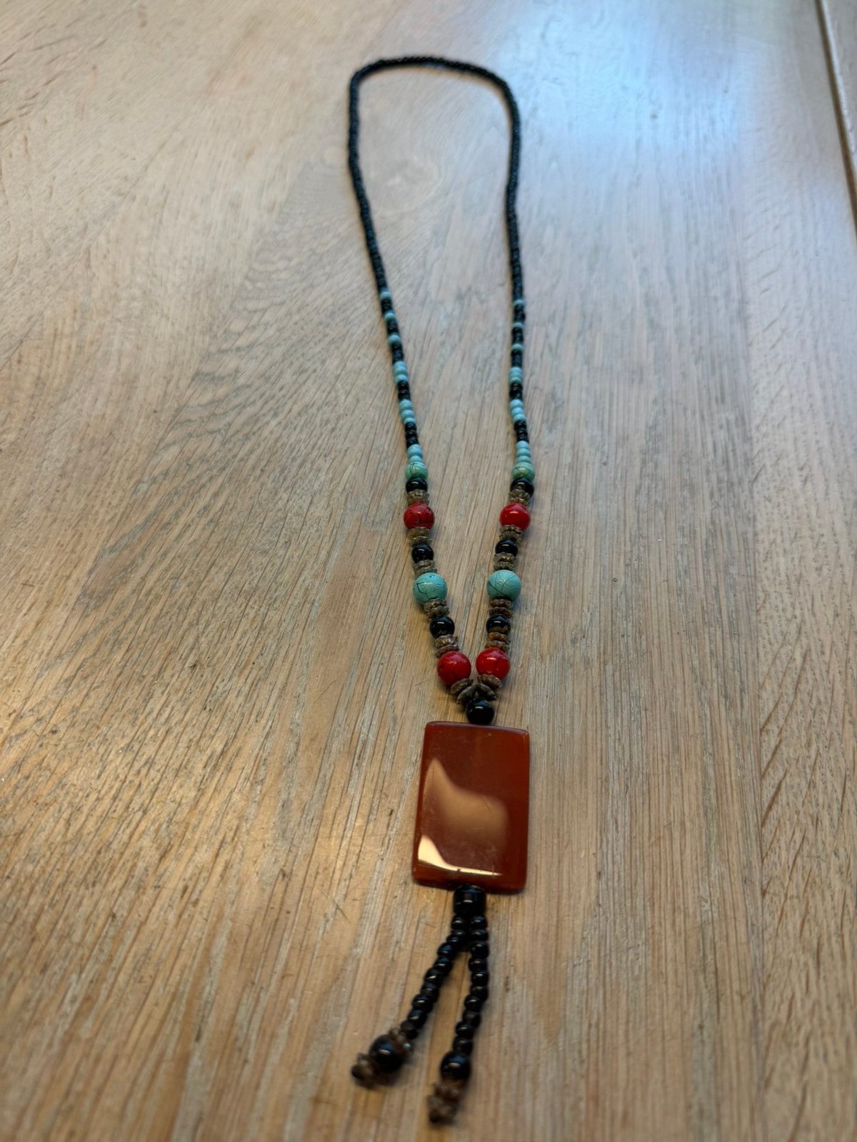 Ketting met carneool hanger, Verzenden, Zo goed als nieuw, Steen of Mineraal
